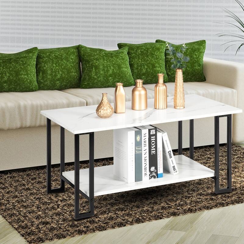 Coffee Table MDF Texture Desktop 2 Layers White