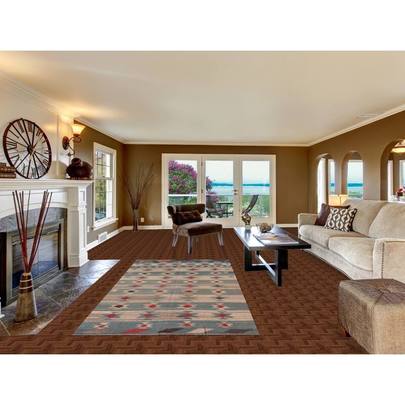 Striped Geometric Kilim Persian Area Rug Hand-Woven Wool Carpet - 4'6"x 9'2"