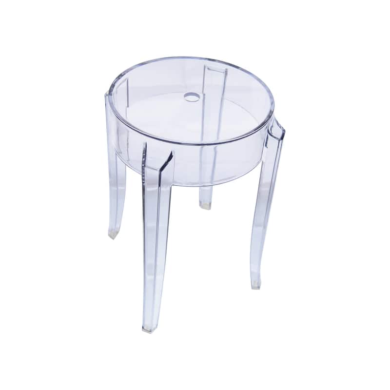 LeisureMod 18" High Backless Acrylic Counter Stool with Round Seat and Foot Rest for Home Dining Room and Kitchen - 18.1"