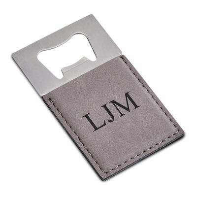 Curata Grey Leatherette Silver-Tone Bottle Opener