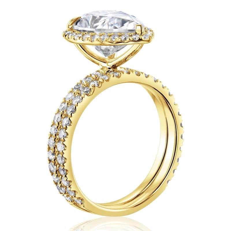 Kobelli Signature Collection 4.5 Carats Moissanite & Diamond 14k Solid Gold Near Eternity Halo Paige 2pc Bridal Set