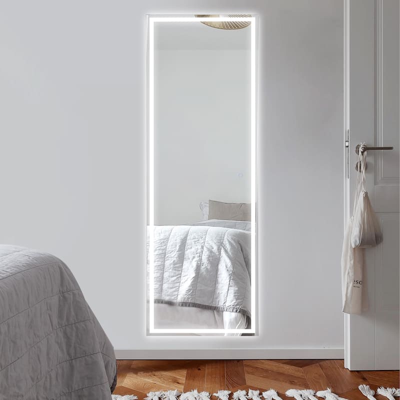 Pax Full-length Rectangular Frameless Anti-Fog Aluminum Front-lit Tri-color LED Freestand/Hang Mirror with Smart Touch Control