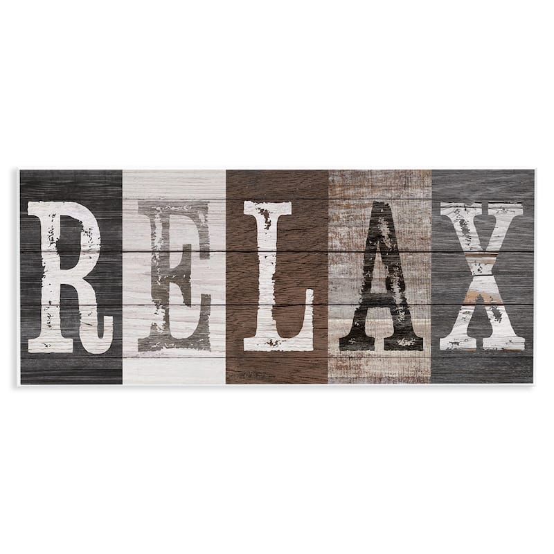 Stupell Rustic Bathroom Relax Letters Wall Plaque Art Design By Susan Arnot - 17 x 7