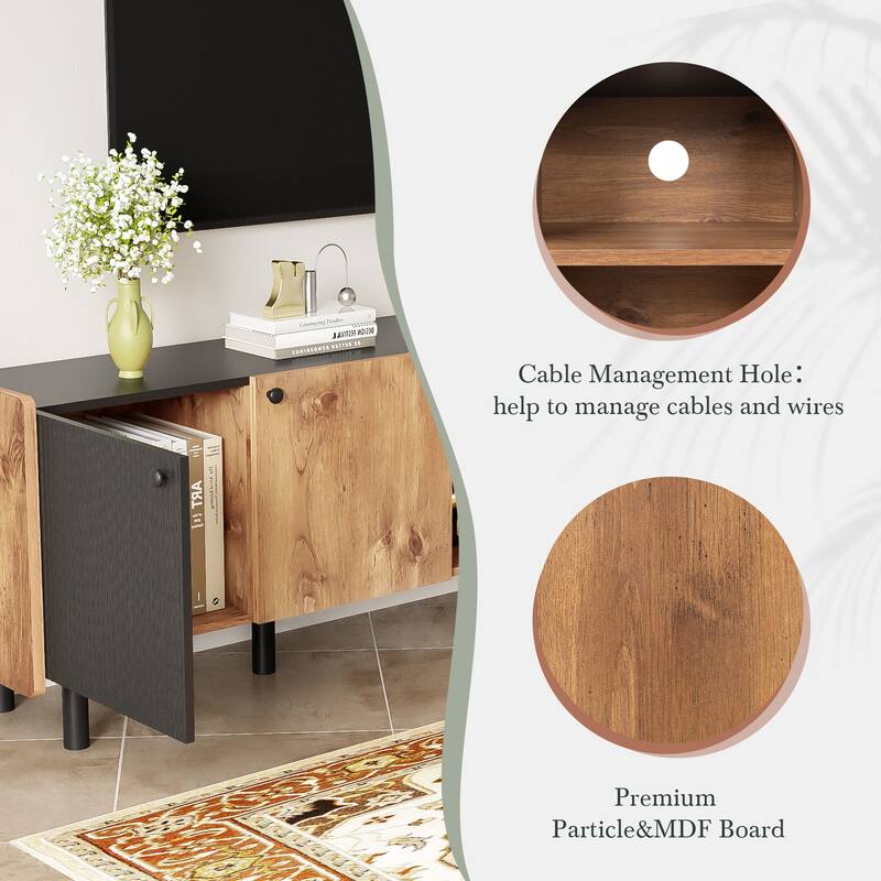 TV Stand, Media Entertainment Center Console Table, 3 Cabinets, TV Console Table with Storage Cabinet