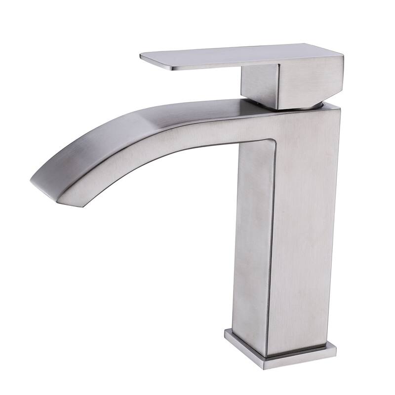 Single Handle Waterfall Bathroom Sink Faucet with Waterfall Spout, Rust and Corrosion Resistant, Easy Clean - Off-White