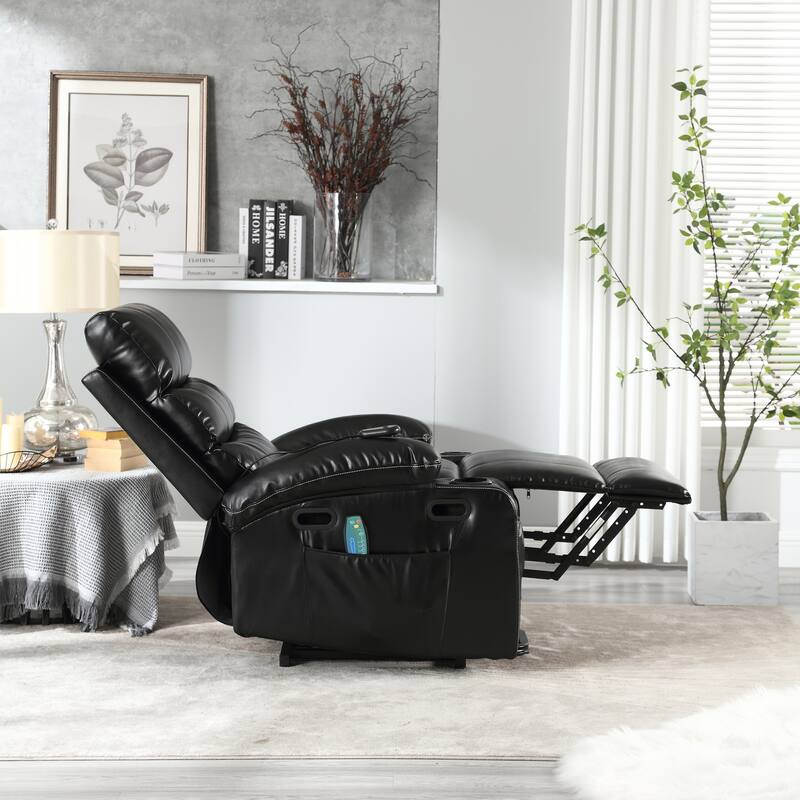 PU Leather Power Lift Recliner with Massage, Heating & Cup Holders