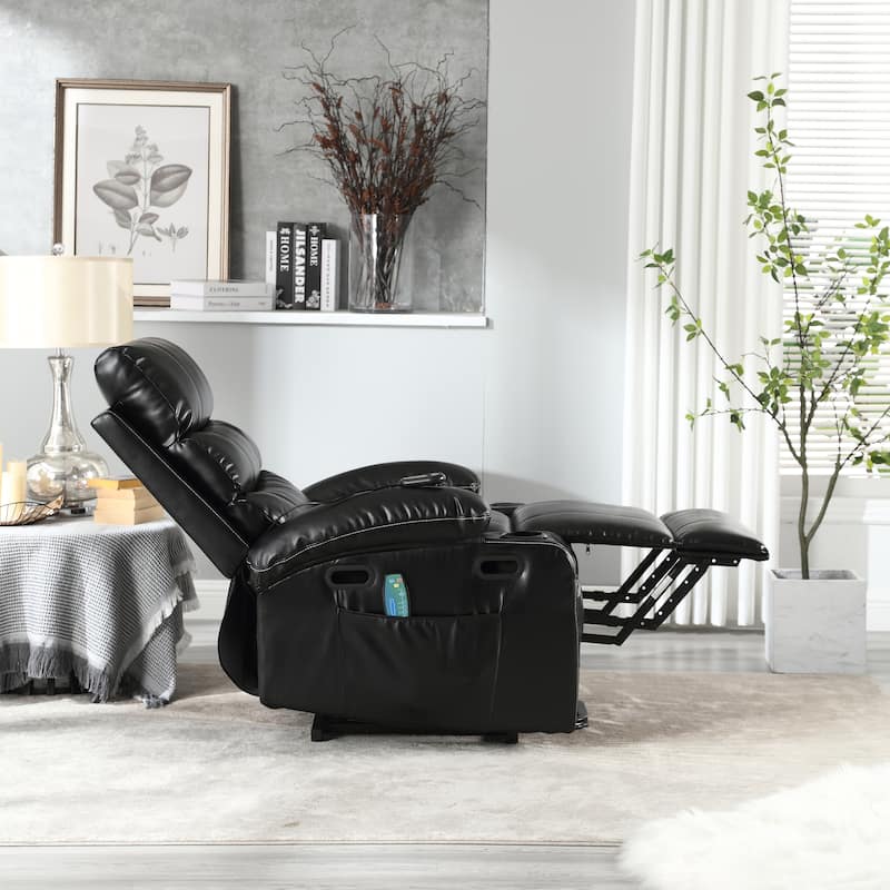 Power Lift Recliner Chair Electric Massage Heat Sofa with Wide Seat, Side Pockets, Cup Holders and Timer for Seniors