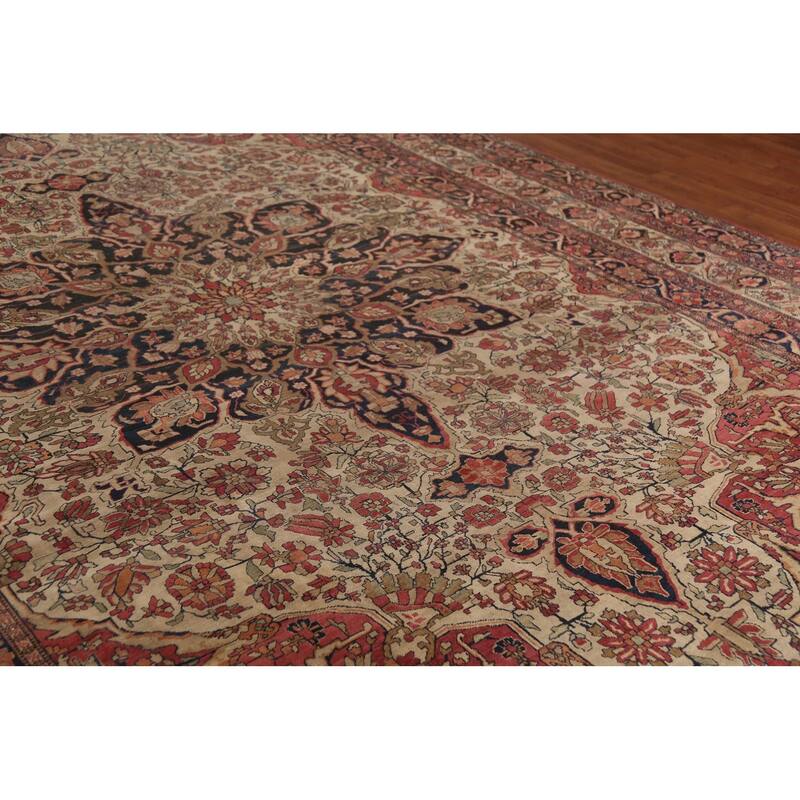 Pre-1900 Antique Kerman Ravar Persian Large Rug Handmade Wool Carpet - 10'5"x 16'1"