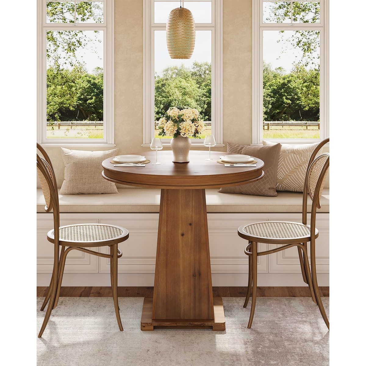 Solid Wood Round Dining Table, 31.5" Small Kitchen Table for Dining Room