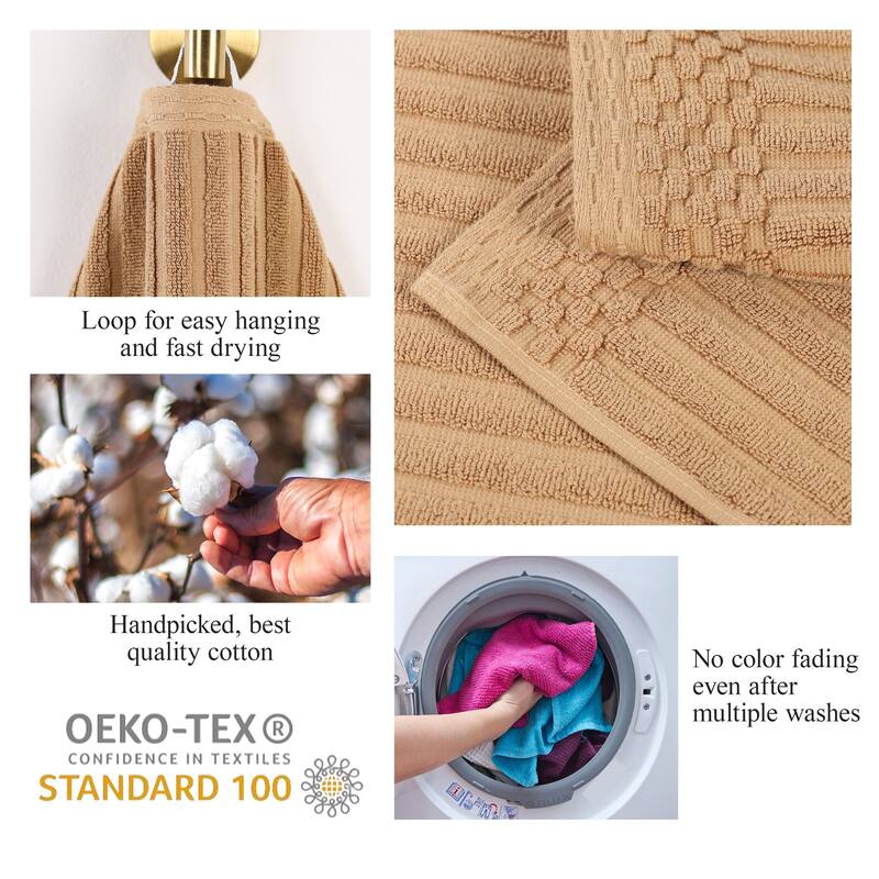 Superior Soho Ribbed Cotton Hand Towel Set of 4