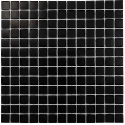 Apollo tile 12" x 12" Dune Glossy Black Glass Tile (20 sq ft/case) - 20 Pack