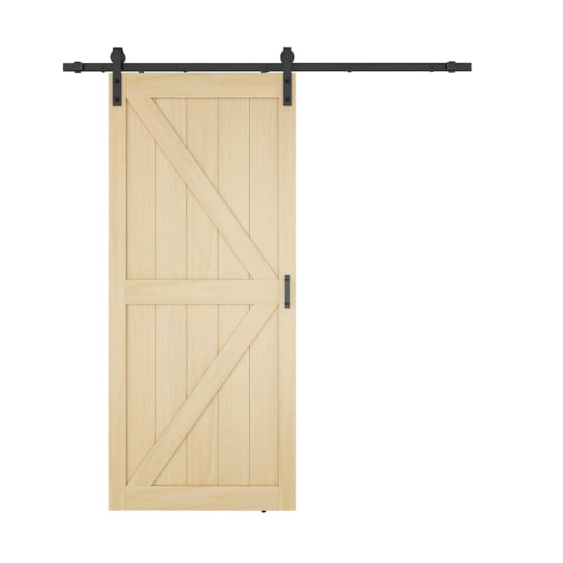ANZZI 36"x84" Sliding Single Barn Door Kit with Hardware Included - 1'37" L x 36" W x 84" H - Natural