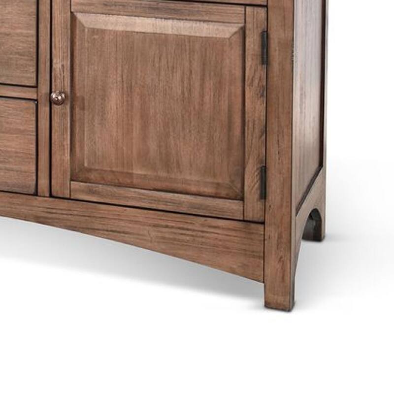 Yael Server Console Cabinet w 5 Drawers, 59 Inch, Natural Brown Mahogany Wood