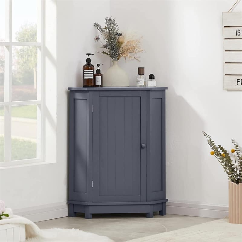 Bathroom Storage Cabinet with Adjustable Shelves,Free Standing Corner Cabinet with Single Door,Freestanding Floor Cabinet