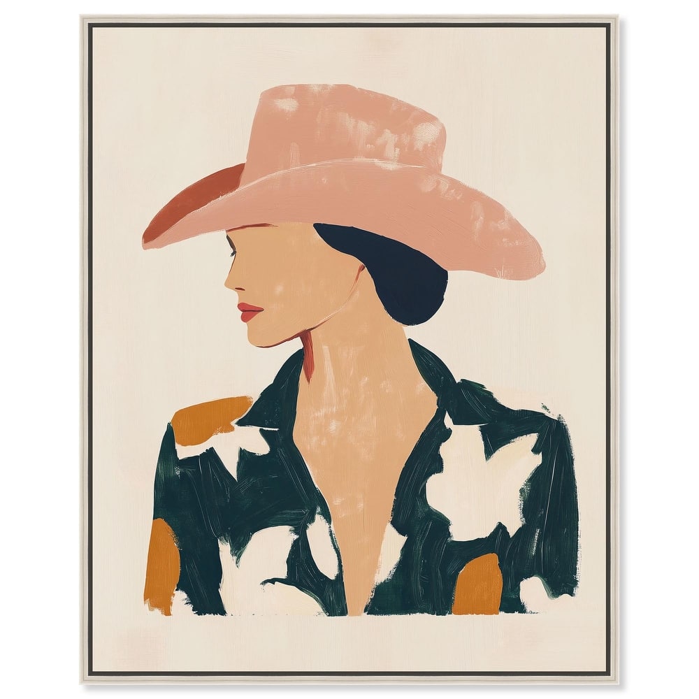 Woman in the Pink Hat Canvas by Art Remedy