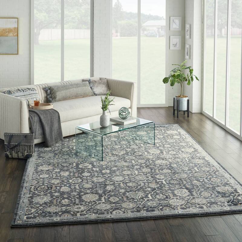 Moroccan Celebration Floral Area Rug - 7'10" x 10'6" - Navy - Runner/Rectangle