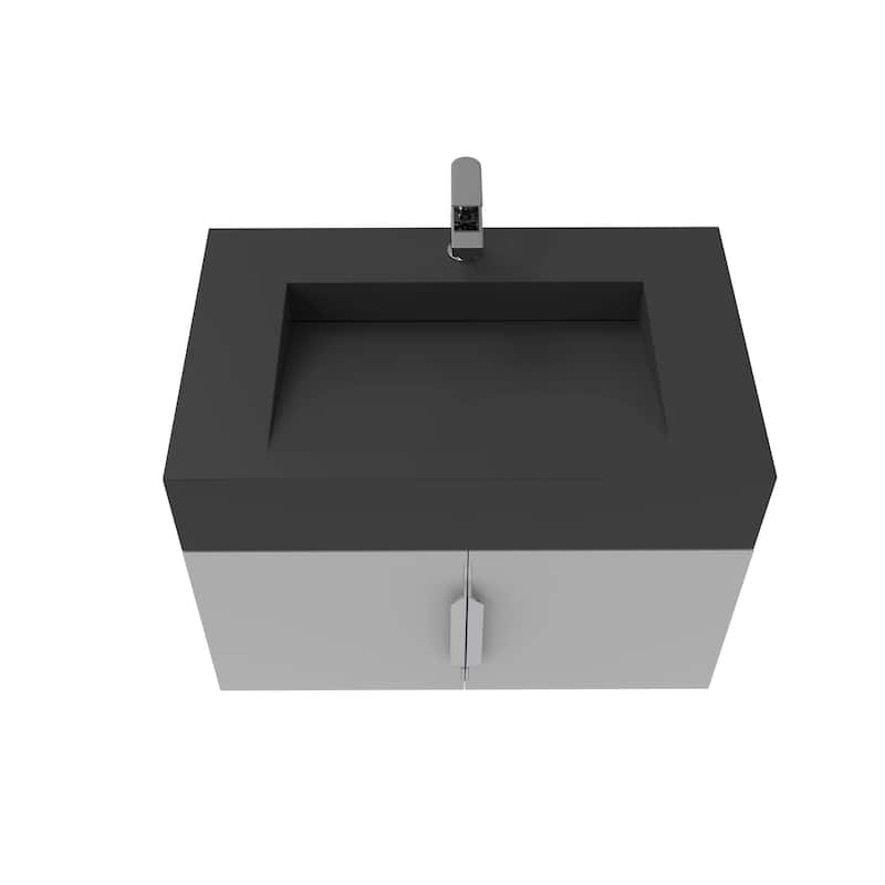 Nile 30-Inch Wall Mounted Bathroom Vanity Set w/ Black Top