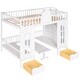 preview thumbnail 8 of 16, Full-Over-Full Bunk Bed with Changeable Table, Drawers, and Storage Racks, Safety Guardrails
