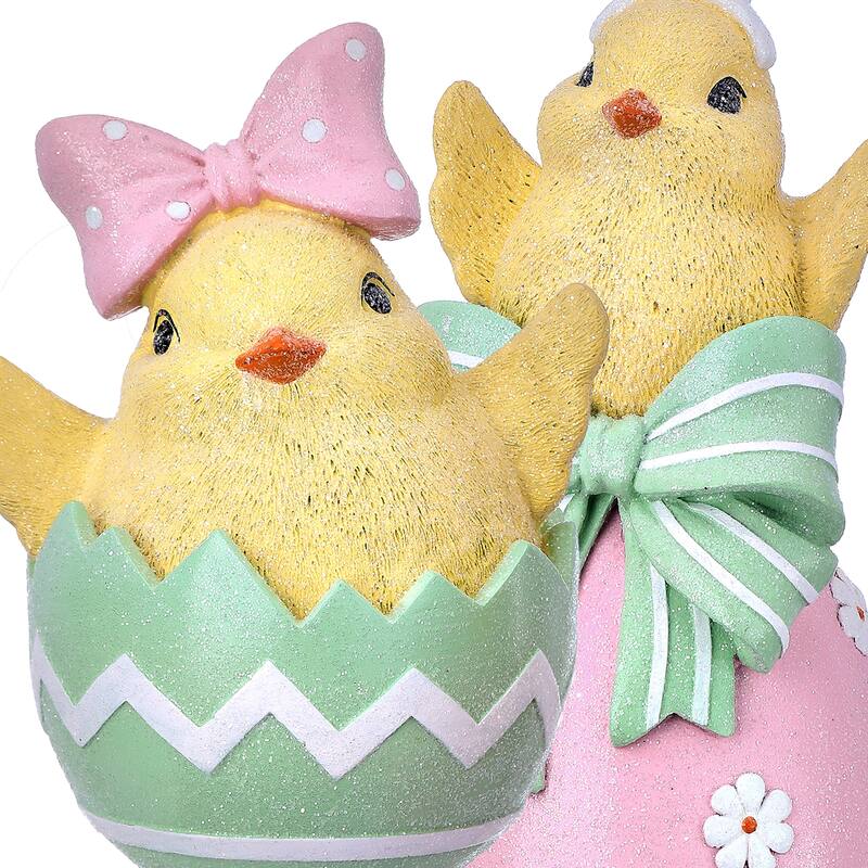6-9" Resin Chick On Egg Set of 2