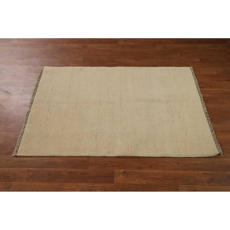 Modern Gabbeh Oriental Accent Rug Handmade Beige Wool Carpet - 2'9"x 4'0"
