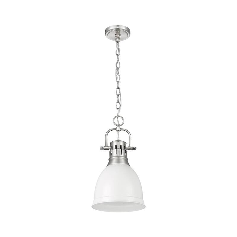 Yep by Golden Lighting Duncan 1-light 9in Chain Hung Pendant in Pewter and Matte White shade