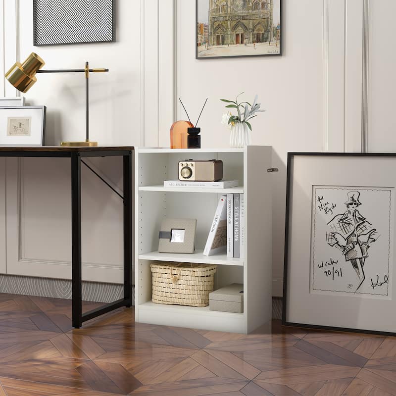 3-Tier Bookcase Open Multipurpose Display Rack w/ Adjustable Shelves