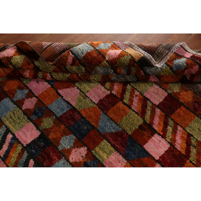 Oriental Rug Handmade Multi-Color Geometric Moroccan Wool Carpet - 6'4" x 8'10"