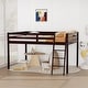 preview thumbnail 52 of 57, Espresso Wood Junior Loft Bed with Stairs for Adults, Kids and Young Teens