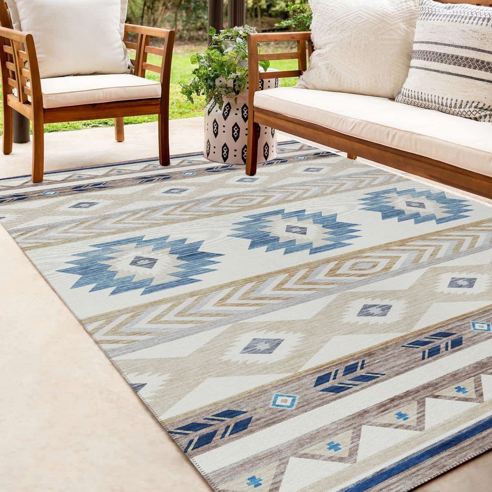 Indoor/ Outdoor Sonora Global Medallions Washable Rug