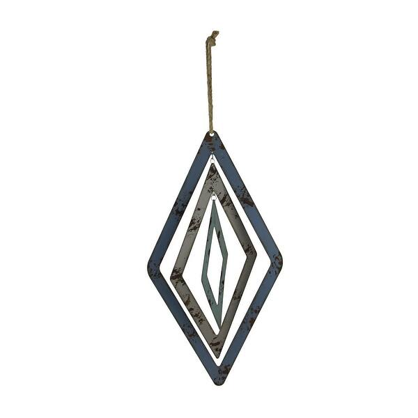 Shop Blue And Grey Cutout Metal 3d Diamond Shaped Wind Spinner