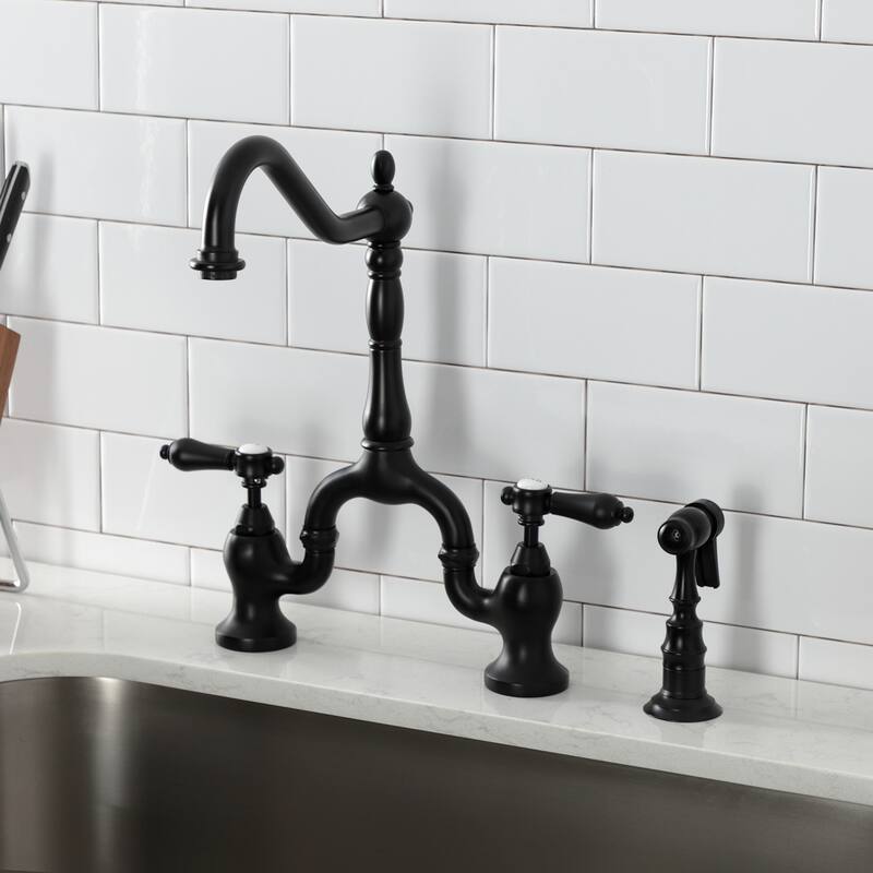 Kingston Brass Heirloom Bridge Kitchen Faucets with Brass Sprayer