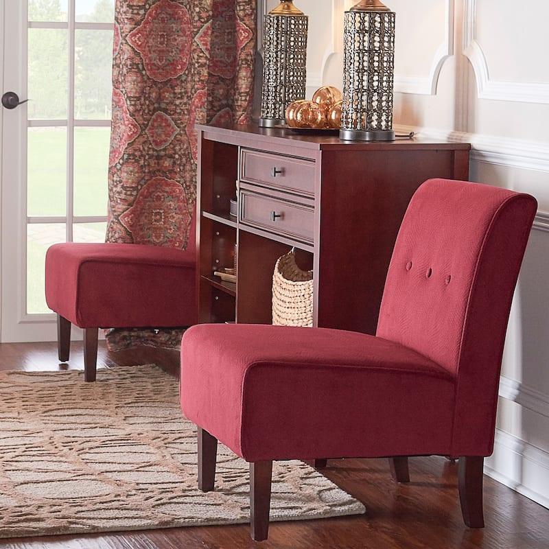 Linon Cumberland Red Button Tufted Lounge Chair