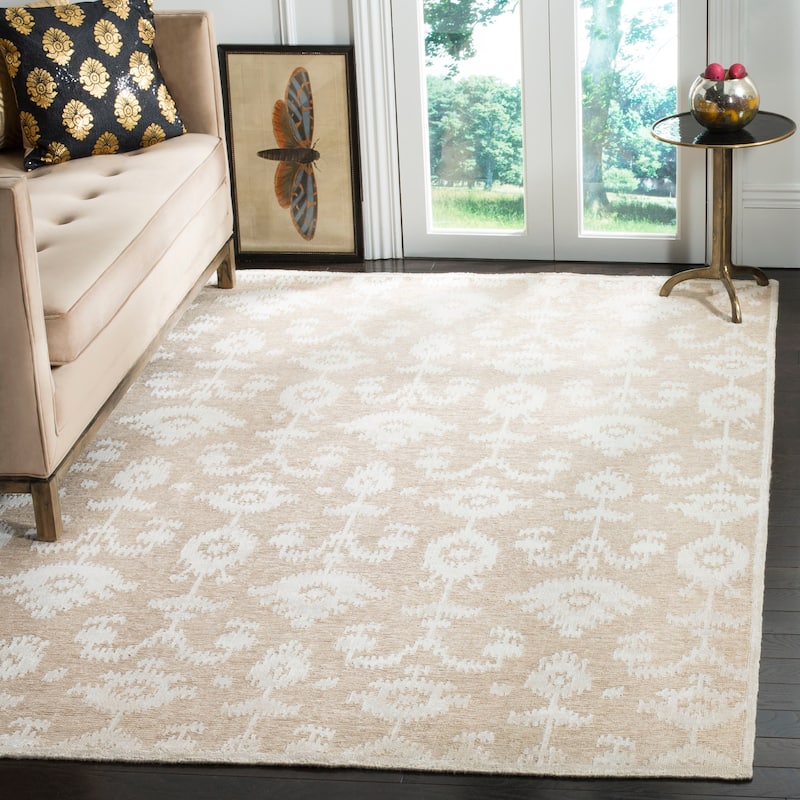 SAFAVIEH Couture Hand-knotted Tibetan Costinela Modern Wool Rug - 6' x 9' - Linen/Antique White