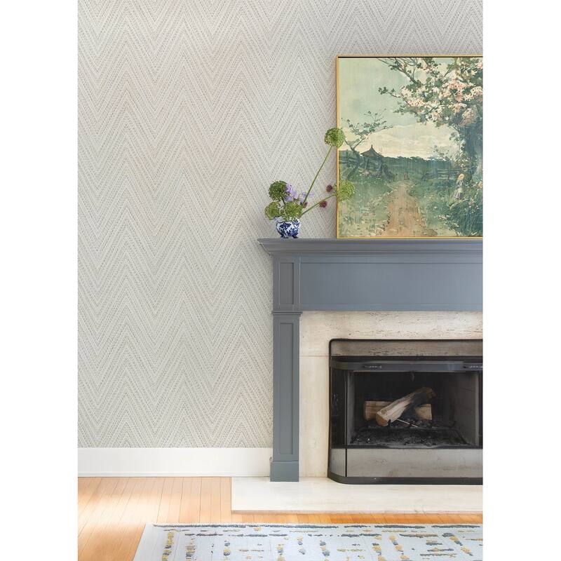 A-Street Prints Lainey Neutral Stitched Chevron Wallpaper