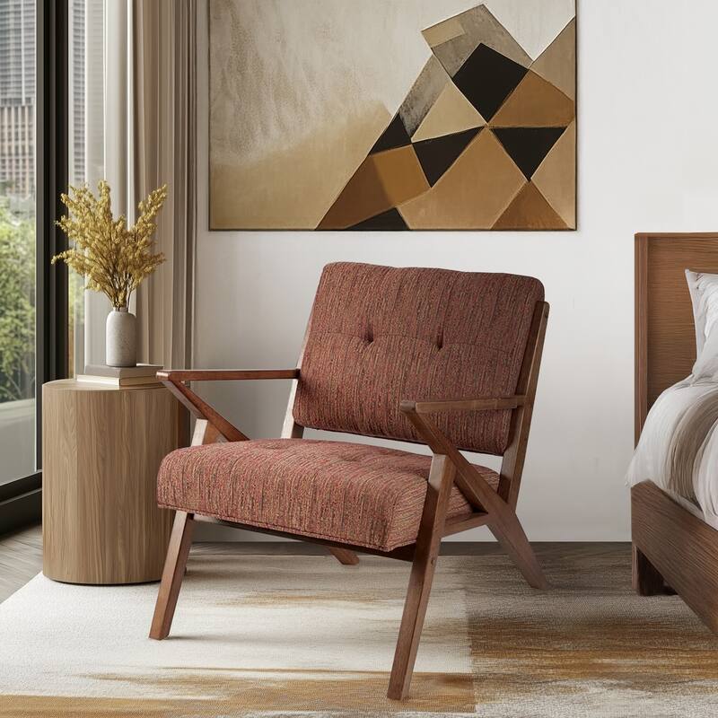 INK IVY Rocket Upholstered Arm Chair with Angled Wood Frame