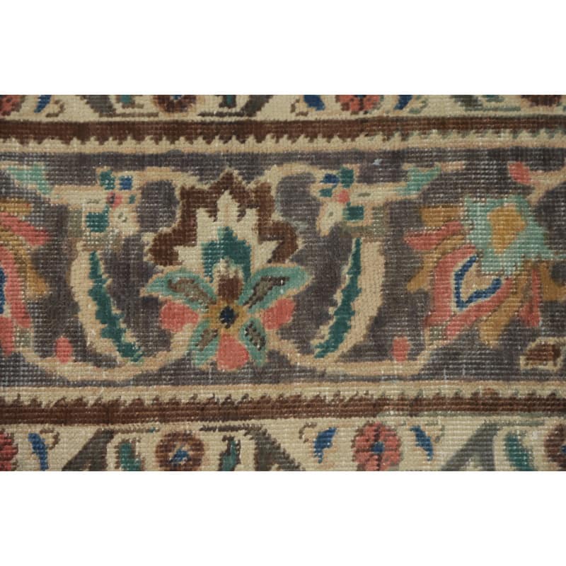Hand Knotted Oriental 100% Wool Carpet Traditional Floral Oranges & Rust Tabriz Area Rug - 9' 9'' X 6' 4''