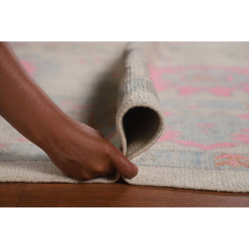 Hand Knotted Oriental 100% Wool Carpet Transitional All-Over Beige & Ivories Oushak Area Rug - 9' 10'' X 8' 1''