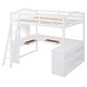 preview thumbnail 5 of 52, Solid Wood Loft Bed with Bulit-in U-shaped Desk and 2 Drawers, Full Size Loft Bedframe with Storage Shelves and Tri-fold Mirror