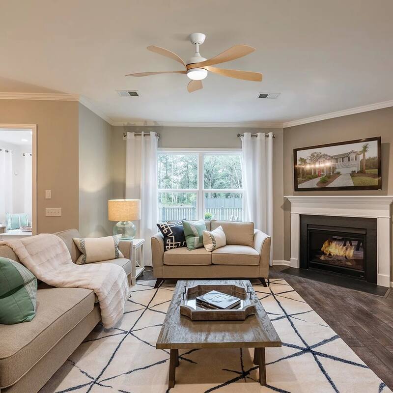 52 Inch Ceiling Fan with Light and Remote for Living Room Bedroom Dining Room Patio Farmhouse - 52 Inches