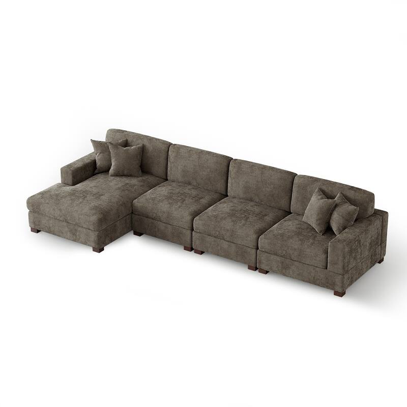Oversized Modern Chenille L-shape Modular Sectional Sofa with Chaise