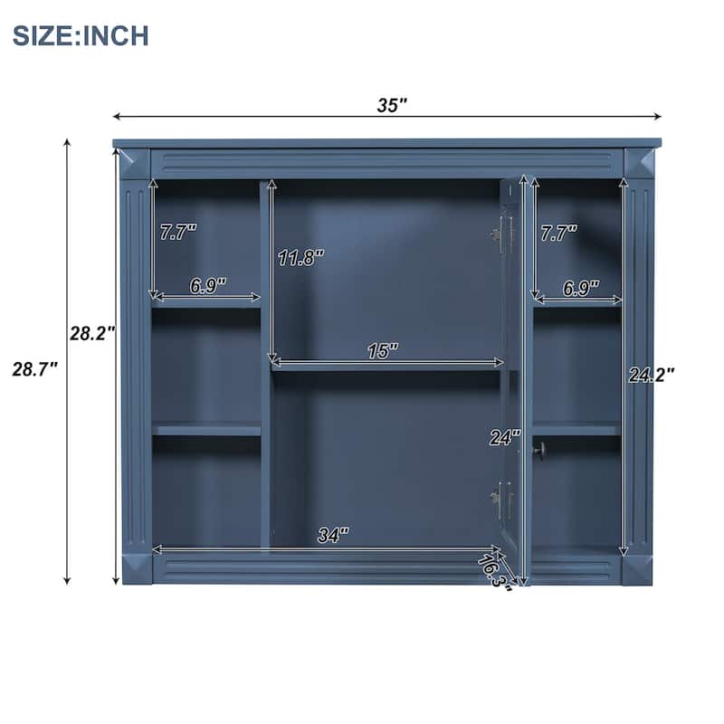 Wall Mounted Bathroom Storage Cabinet,Wall Cabinet with Mirror,Mirror Cabinet with 6 Open Shelves(Not Include Bathroom Vanity )