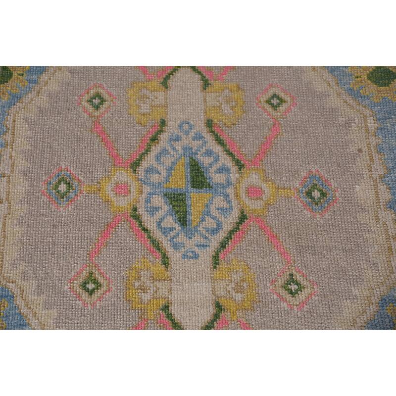 Hand Knotted Oriental 100% Wool Carpet Transitional Geometric Navy Blue & Blues Oushak Area Rug - 10' 10'' X 8' 6''