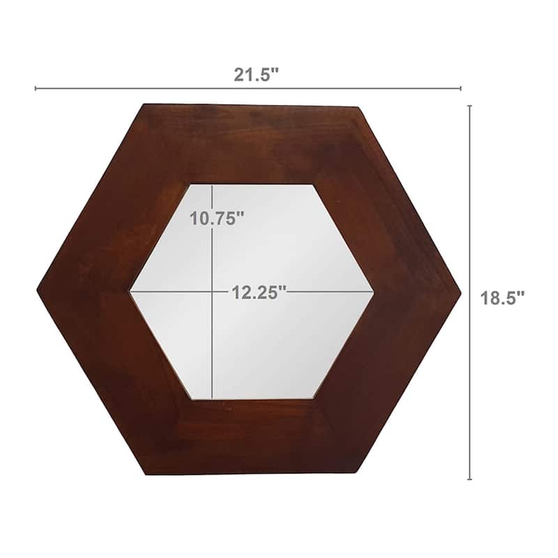 Hexagon Mirror with Natural Wood Frame