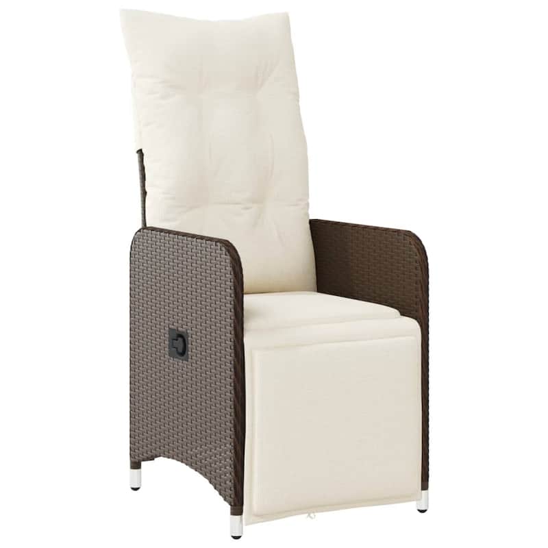 vidaXL Reclining Patio Chair with Cushions Outdoor Seat Furniture Poly Rattan