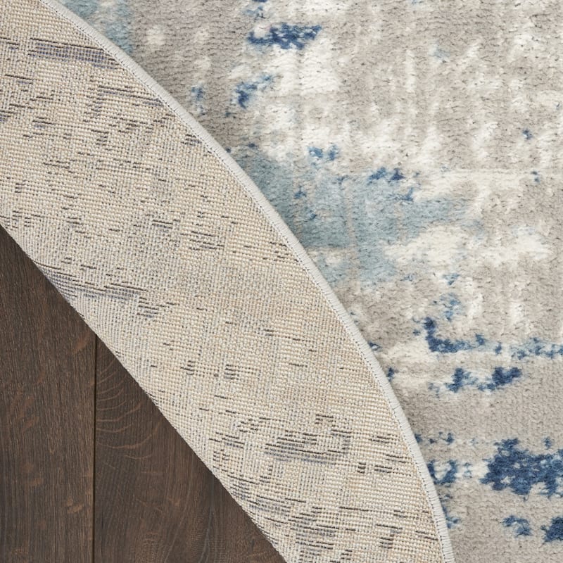 Rafic Power Loomed Geometric Abstract Area Rug By HomeRoots - 8' Round
