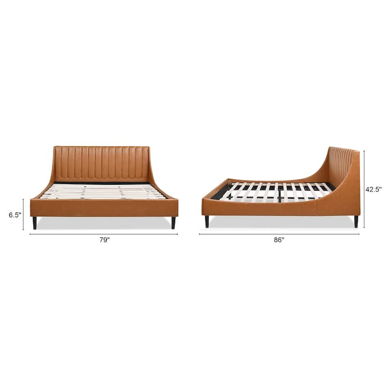 Willow Faux Leather Channel Tufted Platform Bed Set