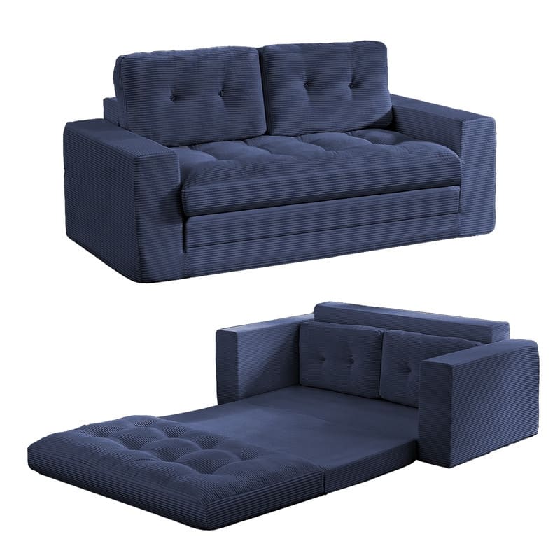 Mixoy 71'' 2-in-1 Convertible Futon Loveseat Sofa Bed,Corded Fabric Foldable Tufted Buttons 2-Seater Sleeper Sofa