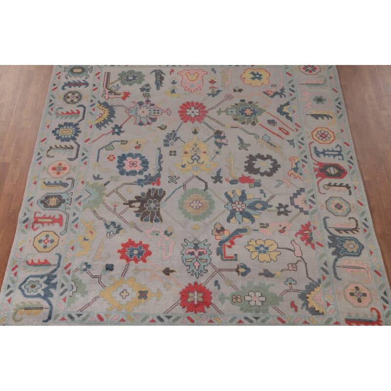Transitional Floral Oushak Area Rug Handmade Oriental Wool Carpet - 7'11"x 10'4"