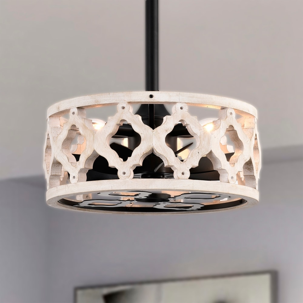 Mica 16 Inch Imitation Wood Grain Fandelier