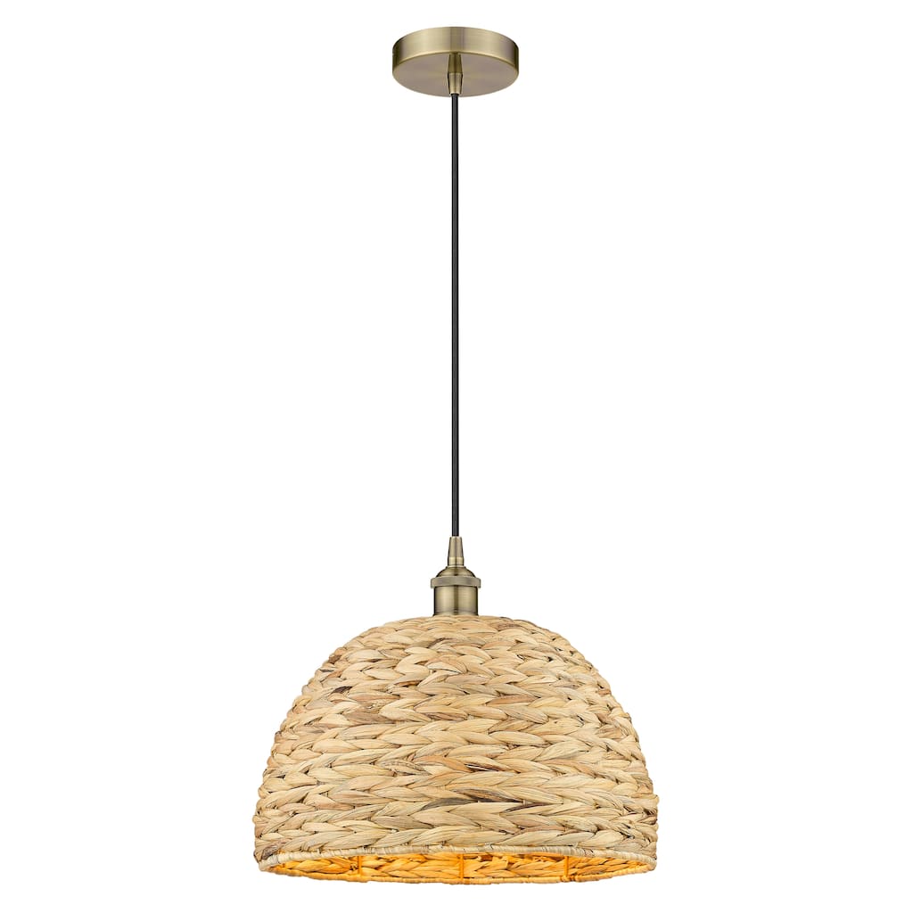 Innovations Lighting Endless Possibilities Edison - Woven Rattan - 1 Light 16" Cord Hung Mini Pendant